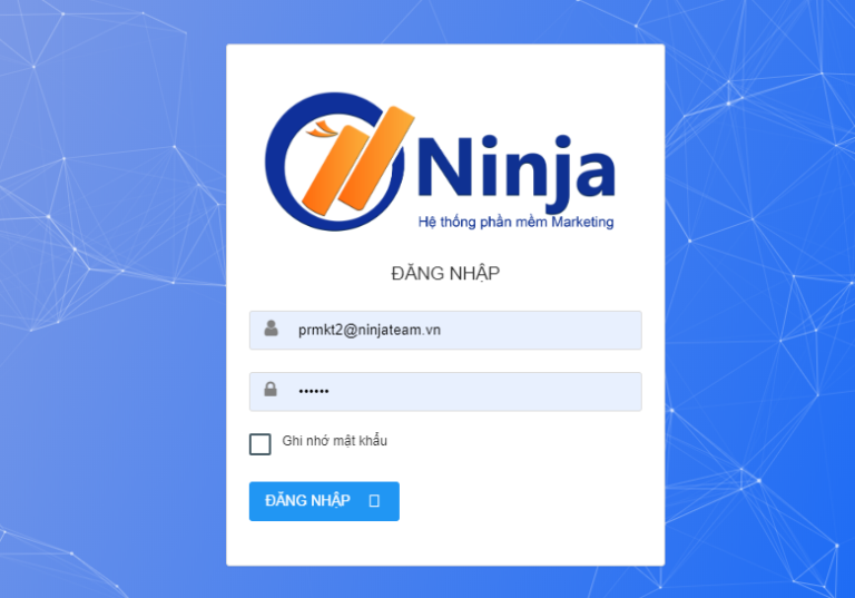 đăng nhập vào phần mềm ninja care 