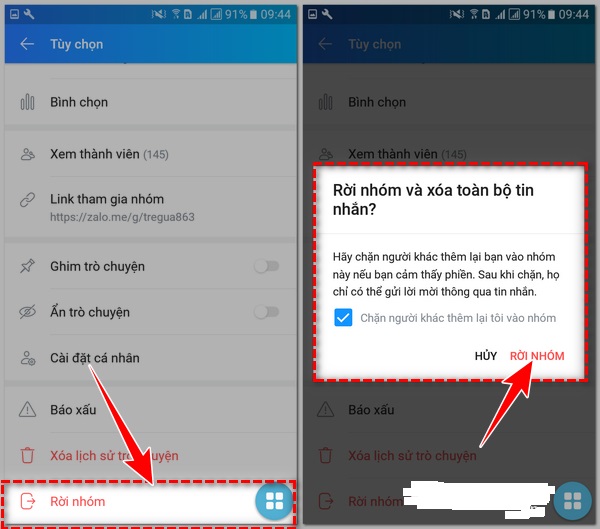 cách rời khỏi nhóm zalo trên điện thoại