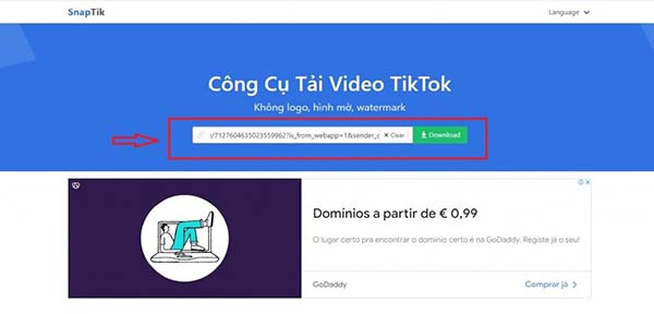 Tải video trên tiktok bằng Snaptik